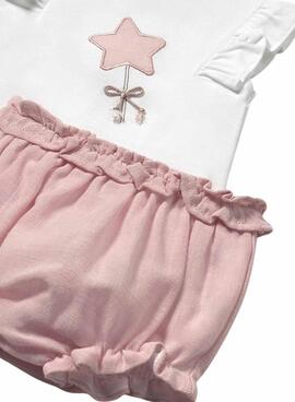 Conjunto Mayoral short rosa para bebé