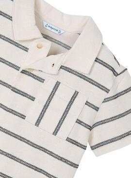 Polo Mayoral estampado rayas beige para niño