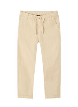 Pantalon Mayoral lino delavado beige para niño