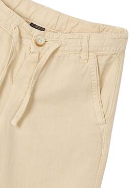 Pantalon Mayoral lino delavado beige para niño