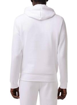 Sudadera Lacoste con capucha de felpa de algodón blanco para hombre