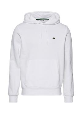 Sudadera Lacoste con capucha de felpa de algodón blanco para hombre