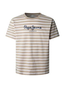 Camiseta Pepe Jeans Striped Eggo beige para hombre