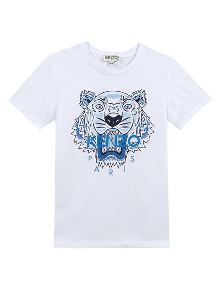 sólido agitación Riego Camiseta Kenzo Tiger JB Optic Blanco Niño