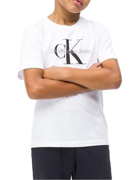 Camiseta Calvin Klein Monogram Blanco Para Niño