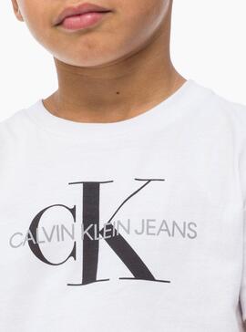 Camiseta Calvin Klein Monogram Blanco Para Niño