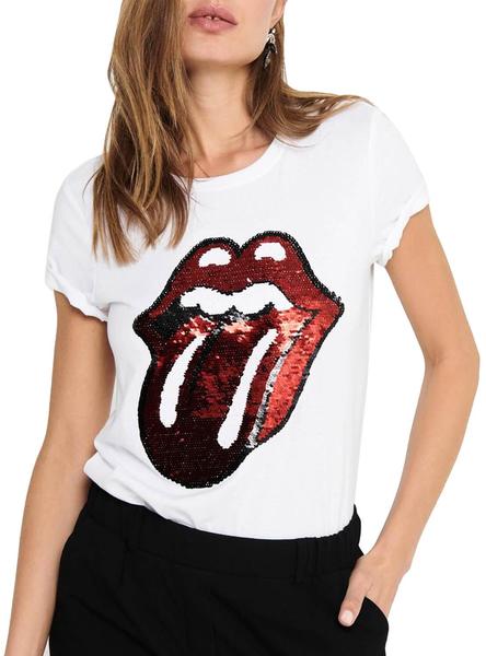 Only Rolling Stones Blanco para Mujer